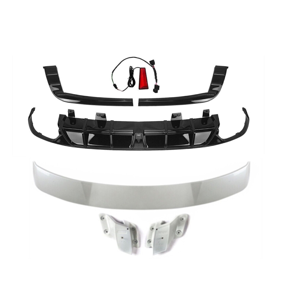 1Set Rear Bumper Diffuser W/Led+Trunk Spoiler Lip For Honda Accord 2018-22 White 8806564853166