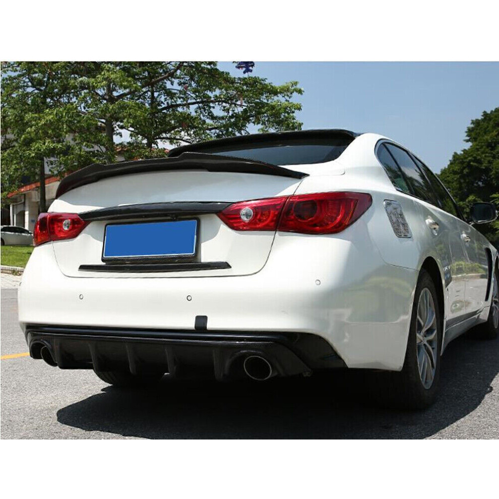 Carbon Fiber Rear Trunk Spoiler +Rear Bumper Diffuser Kit For Infiniti Q50 14-17 8806564855023