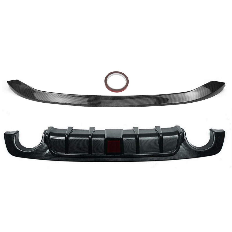 Carbon Fiber Rear Bumper Diffuser W/ Led Trunk Spoiler Kit For Infiniti Q50 2018-2023 8806564856037