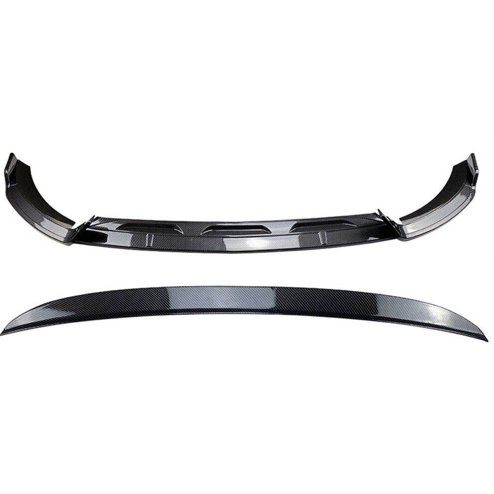 Front Lip + Rear Trunk Spoiler Wing For Benz Gle Class W167 C167 2020-23 Carbon Fiber 8806564850530