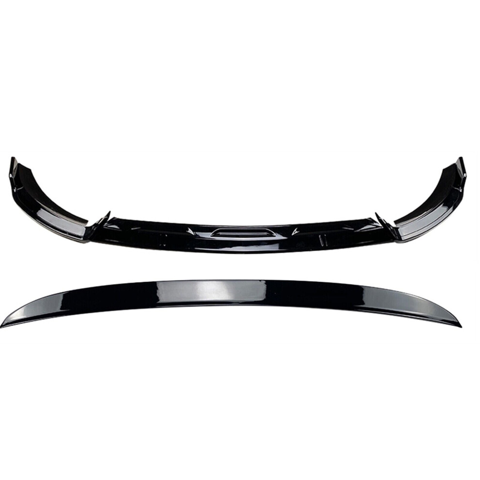 Gloss Front Lip+Rear Trunk Spoiler Wing Set For Benz Gle W167 C167 2020-23 Black 8806564852879