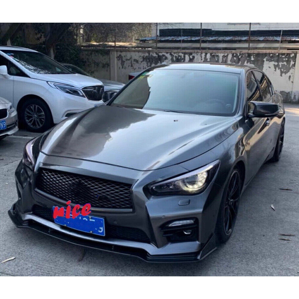 Rear Bumper Diffuser+Front Splitter Mirror Cover Kit For Infiniti Q50 2014-2017 8806564850653