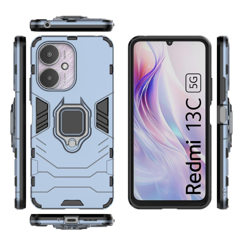 ( ) Case For Xiaomi Redmi 13C 4G/5G 360Rotating Ring Kickstand Shockproof Cover Military Drop Protection Gray 764762670054