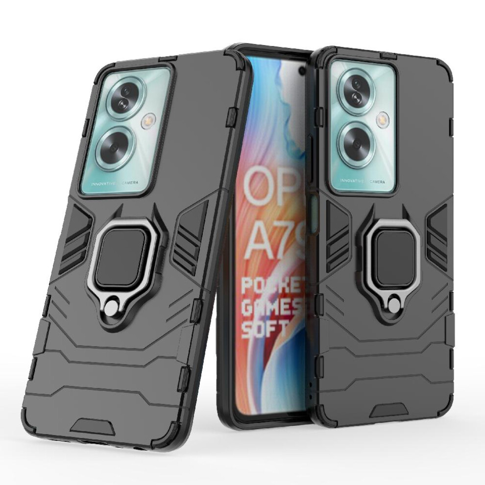(Black) Case For Oppo A79 5G Kickstand Shockproof Cover 360Rotating Ring Military Drop Protection Black 764762670139