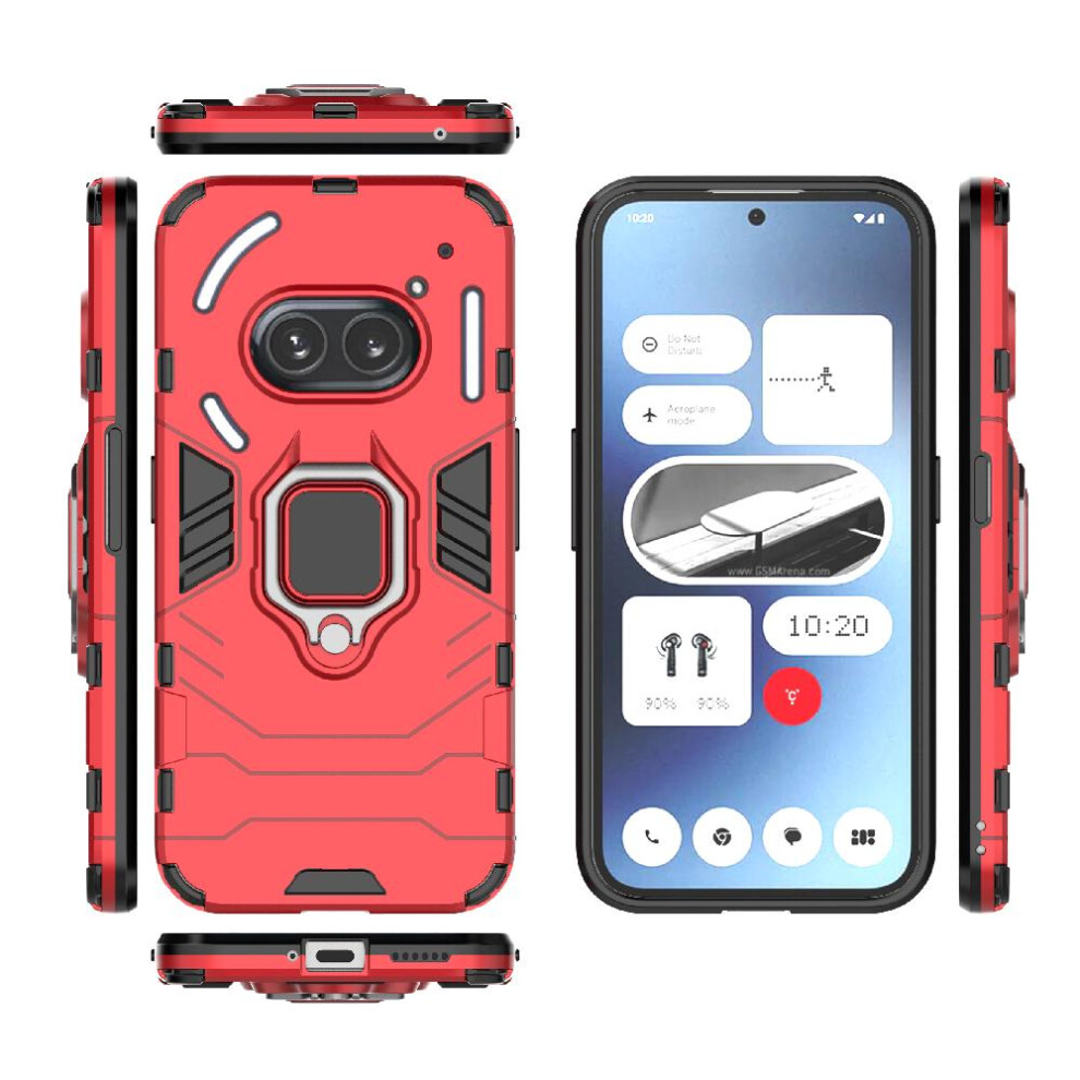 (Red) Case For Nothing Phone 2A 360Rotating Ring Military Drop Protection Kickstand Shockproof Cover Red 764762670207