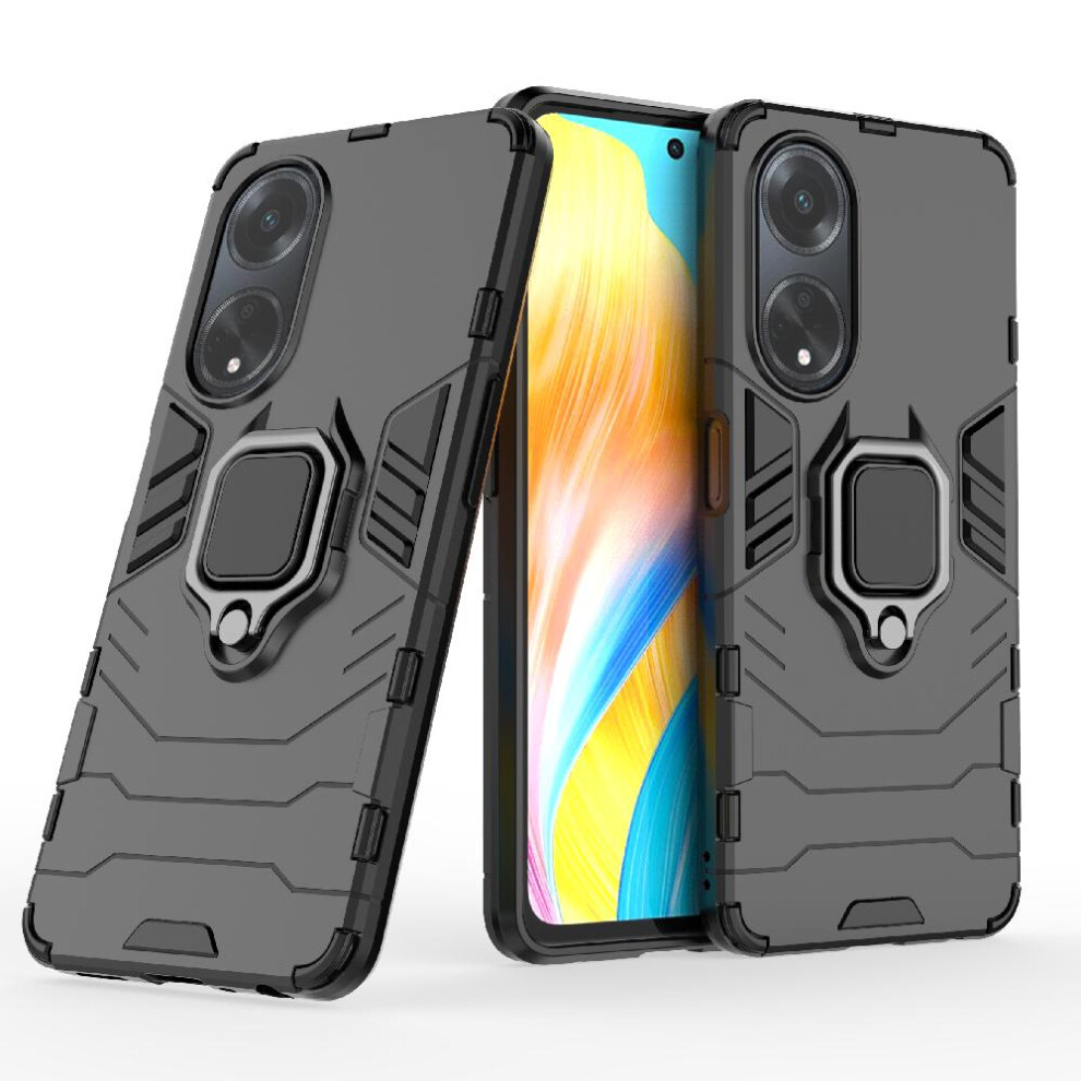 (Black) Case For Oppo A98 5G 360Rotating Ring Shockproof Cover Military Drop Protection Kickstand Black 764762670795