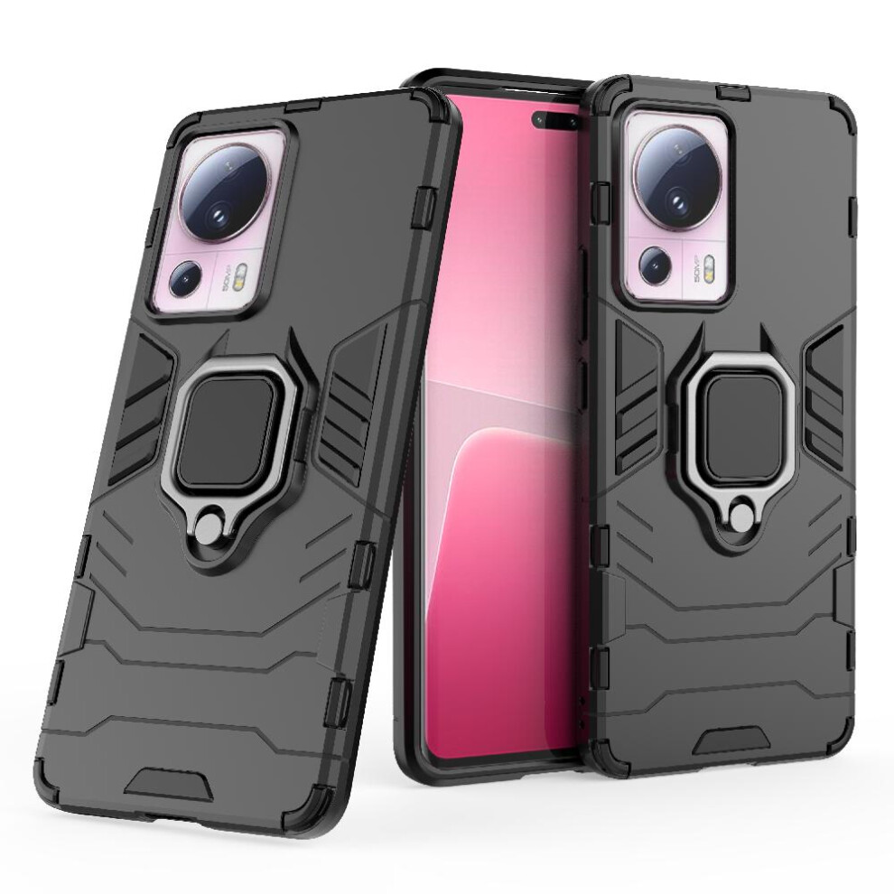 (Black) Case For Xiaomi 13 Lite 5G Kickstand Military Drop Protection Shockproof Cover 360Rotating Ring Black 764762670979