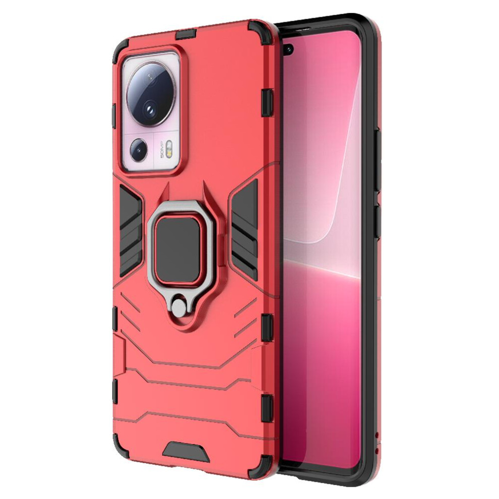 (Red) Case For Xiaomi 13 Lite 5G Kickstand Military Drop Protection Shockproof Cover 360Rotating Ring Red 764762670986