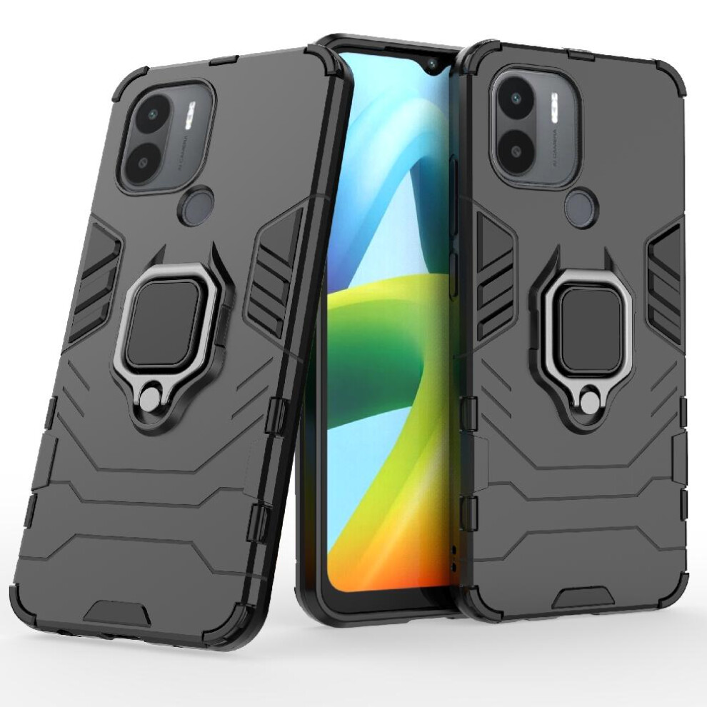 (Black) Case For Xiaomi Redmi A1 Plus Kickstand Military Drop Protection 360Rotating Ring Shockproof Cover Black 764762671549
