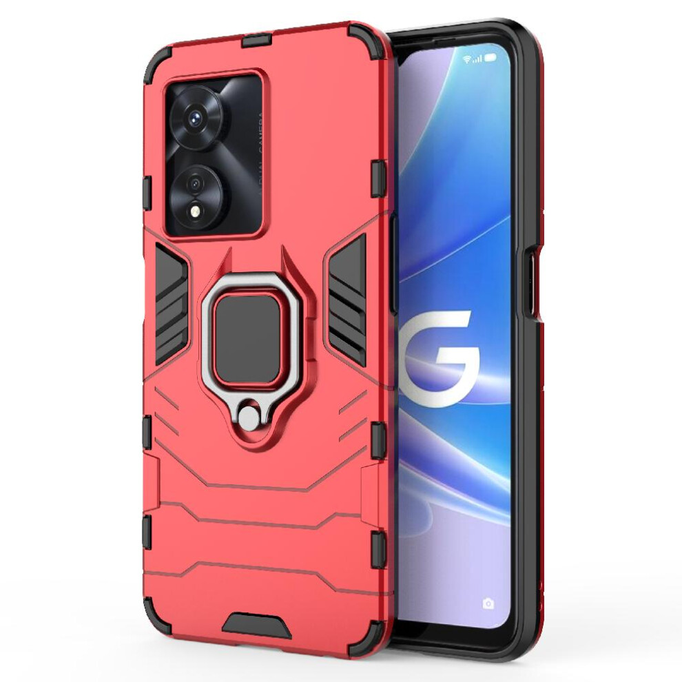 (Red) Case For Oppo A97 5G Military Drop Protection 360Rotating Ring Shockproof Cover Kickstand Red 764762671884