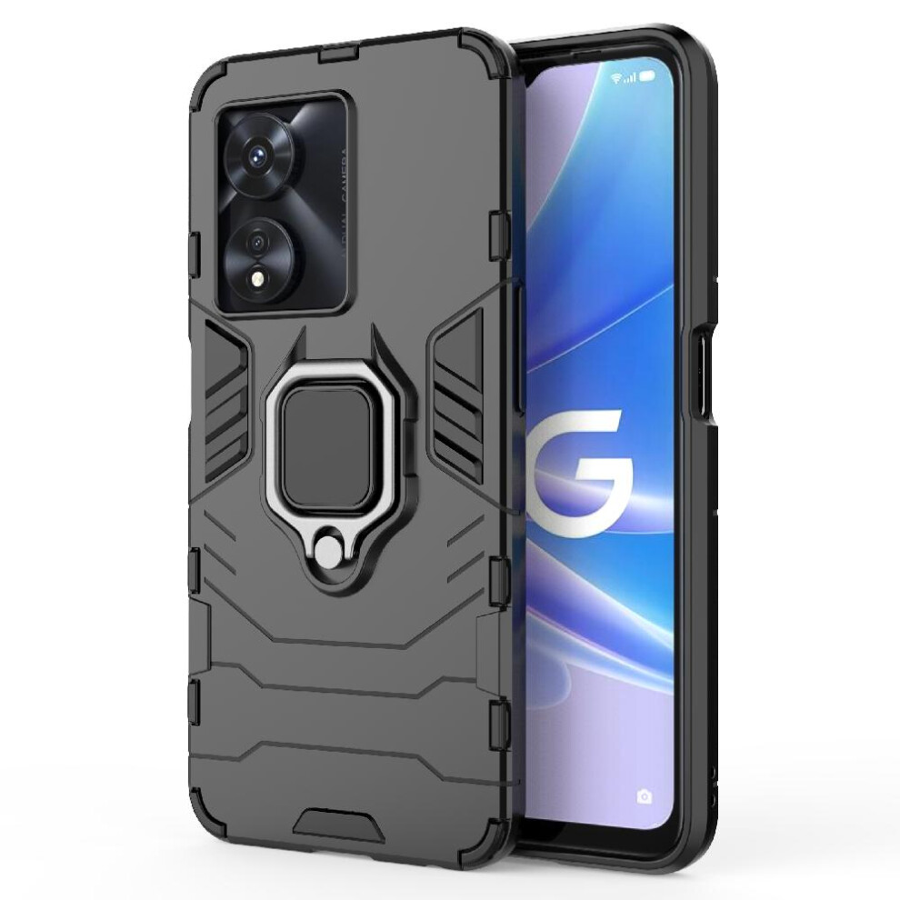 (Black) Case For Oppo A97 5G Military Drop Protection 360Rotating Ring Shockproof Cover Kickstand Black 764762671877