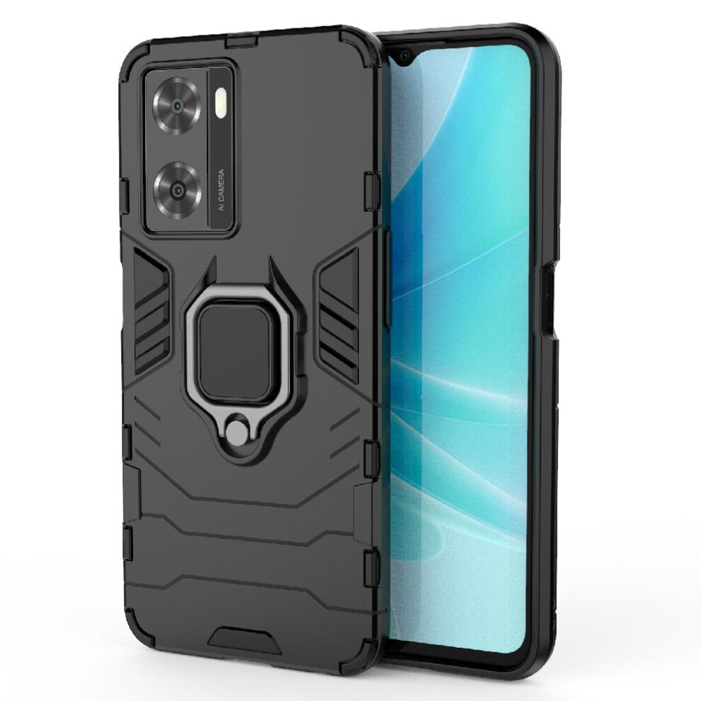 (Black) Case For Oppo A57 4G Military Drop Protection Kickstand Shockproof Cover 360Rotating Ring Black 764762672089