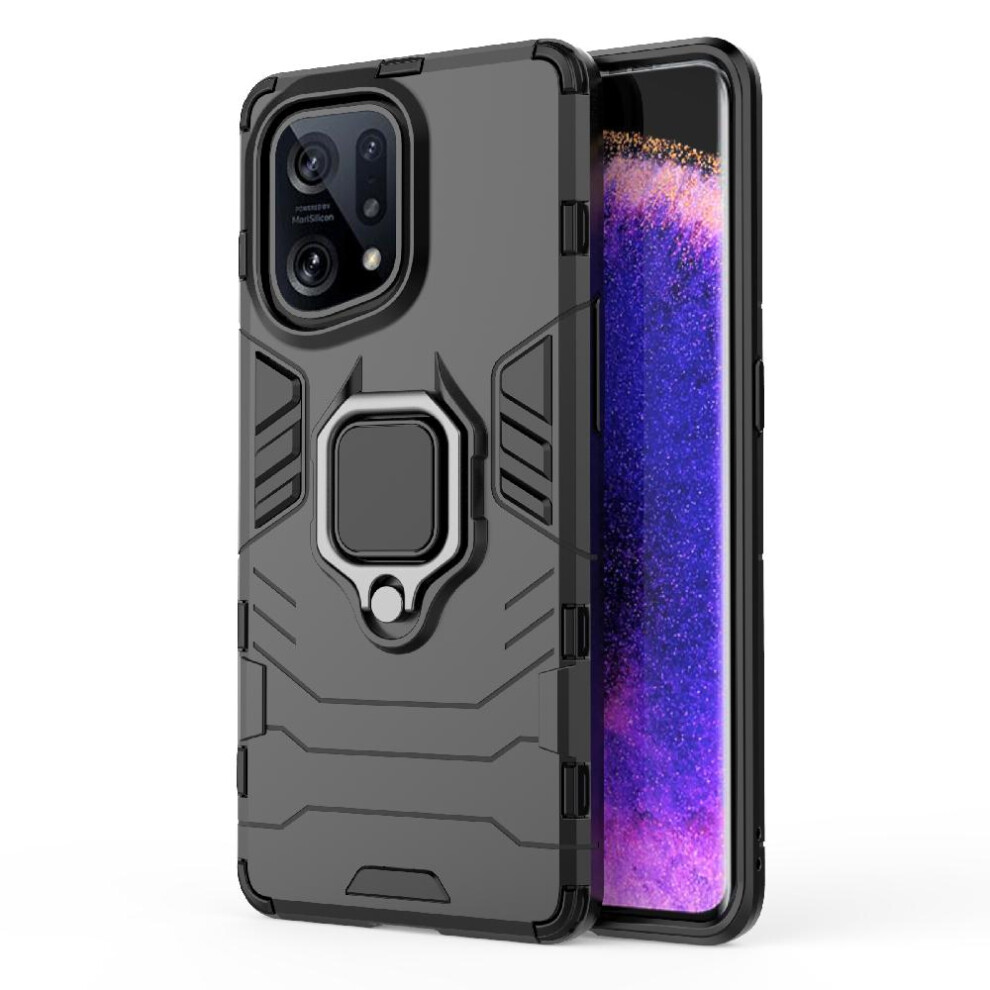 Gangxun (Black) Case For Oppo Find X5 Pro 5G Military Drop Protection 360Rotating Ring Shockproof Cover Kickstand Black