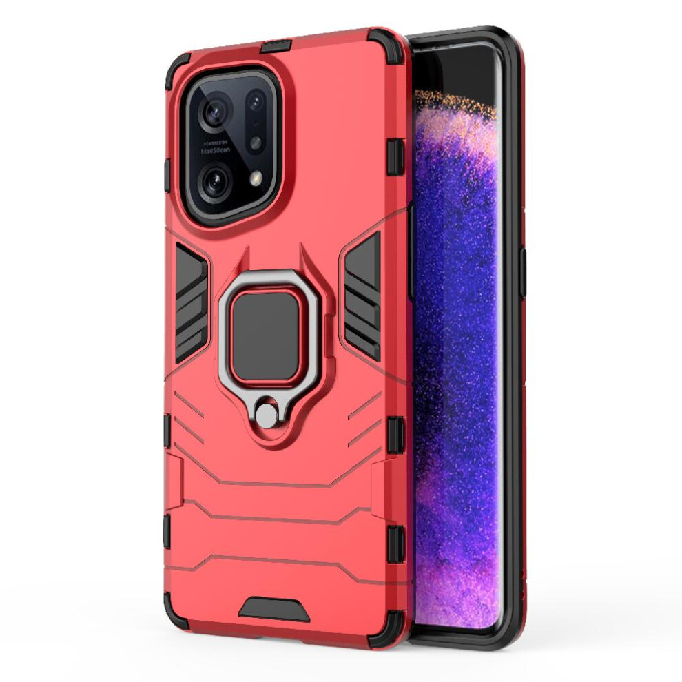 (Red) Case For Oppo Find X5 5G 360Rotating Ring Kickstand Shockproof Cover Military Drop Protection Red 764762672362