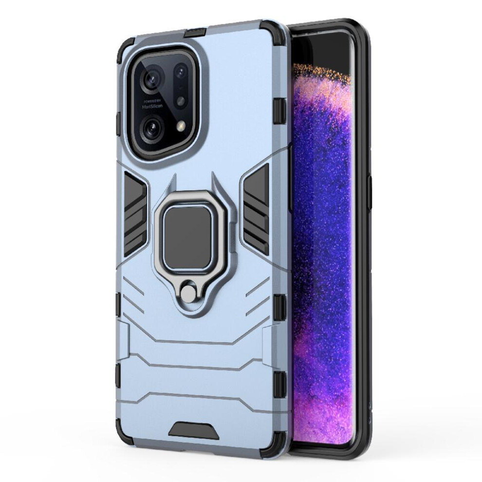 ( ) Case For Oppo Find X5 5G 360Rotating Ring Kickstand Shockproof Cover Military Drop Protection Gray 764762672379