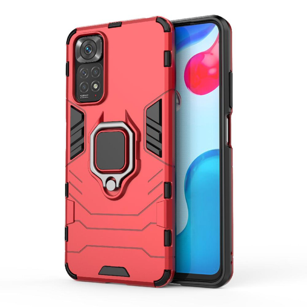 (Red) Case For Xiaomi Mi Note 11 4G Shockproof Cover 360Rotating Ring Kickstand Military Drop Protection Red 764762672393