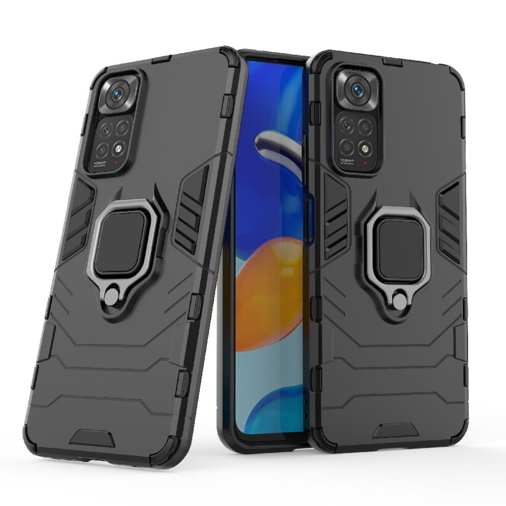 (Black) Case For Xiaomi Redmi Note 11S Kickstand Shockproof Cover Military Drop Protection 360Rotating Ring Black 764762672416
