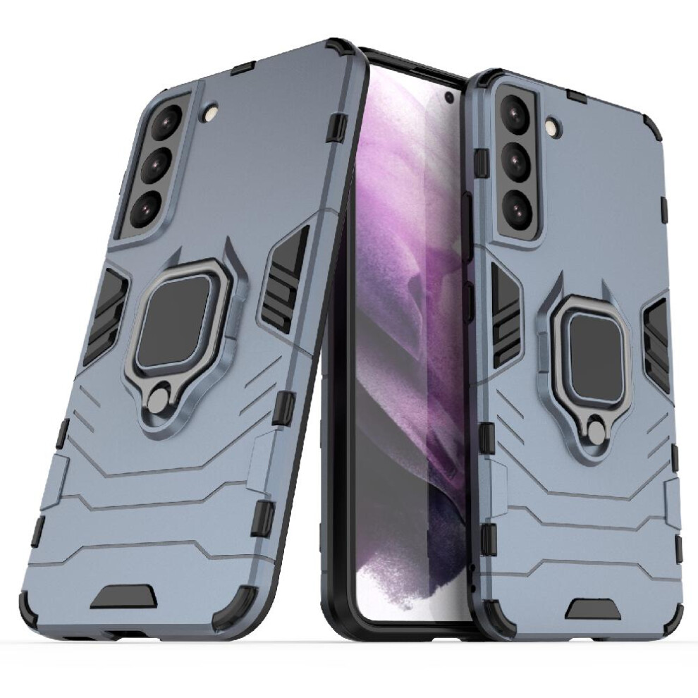 ( ) Case For Samsung Galaxy S22 5G Shockproof Cover 360Rotating Ring Kickstand Military Drop Protection Gray 764762672614