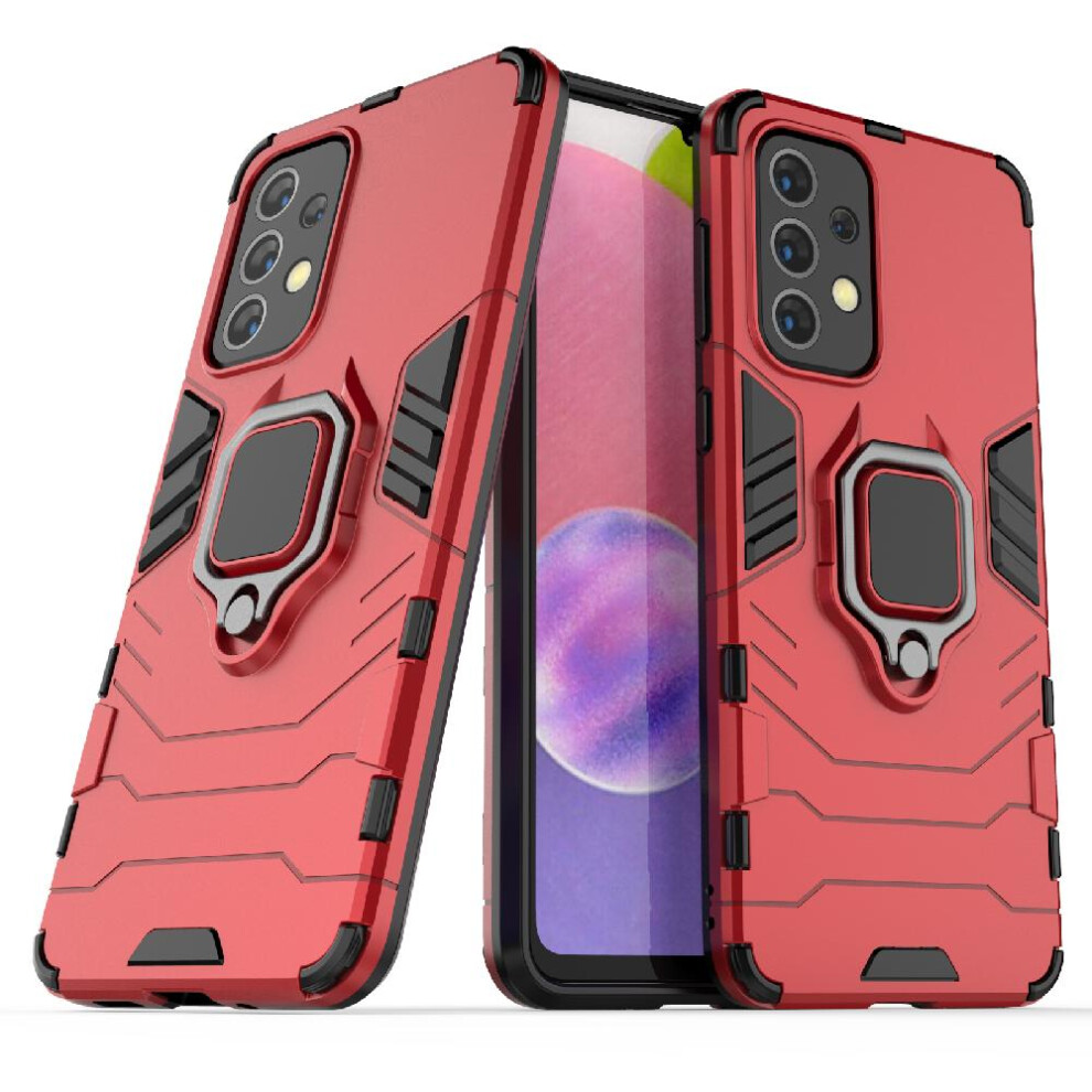(Red) Case For Samsung Galaxy A33 5G Kickstand 360Rotating Ring Military Drop Protection Shockproof Cover Red 764762672690