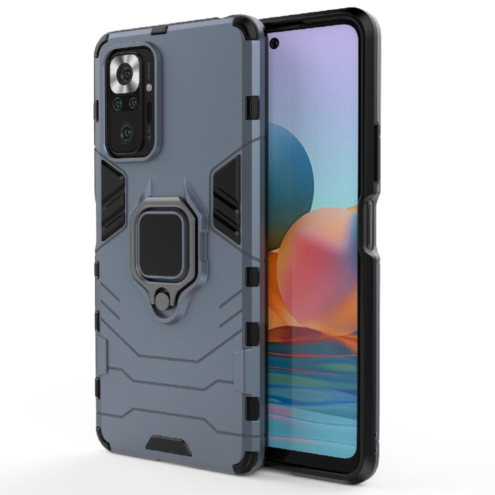 ( ) Case For Xiaomi Redmi Note 10 Pro Kickstand Military Drop Protection 360Rotating Ring Shockproof Cover Gray 764762672881