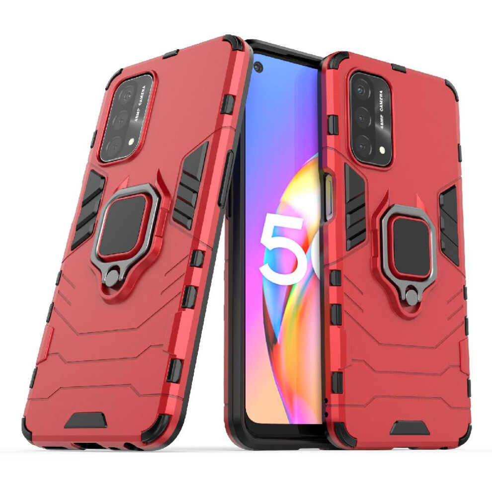 (Red) Case For Oppo A93 5G 360Rotating Ring Military Drop Protection Kickstand Shockproof Cover Red 764762673352