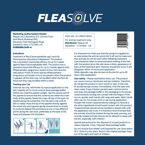 Fleasolve Spot On Cat x6 Flea Treatment 1