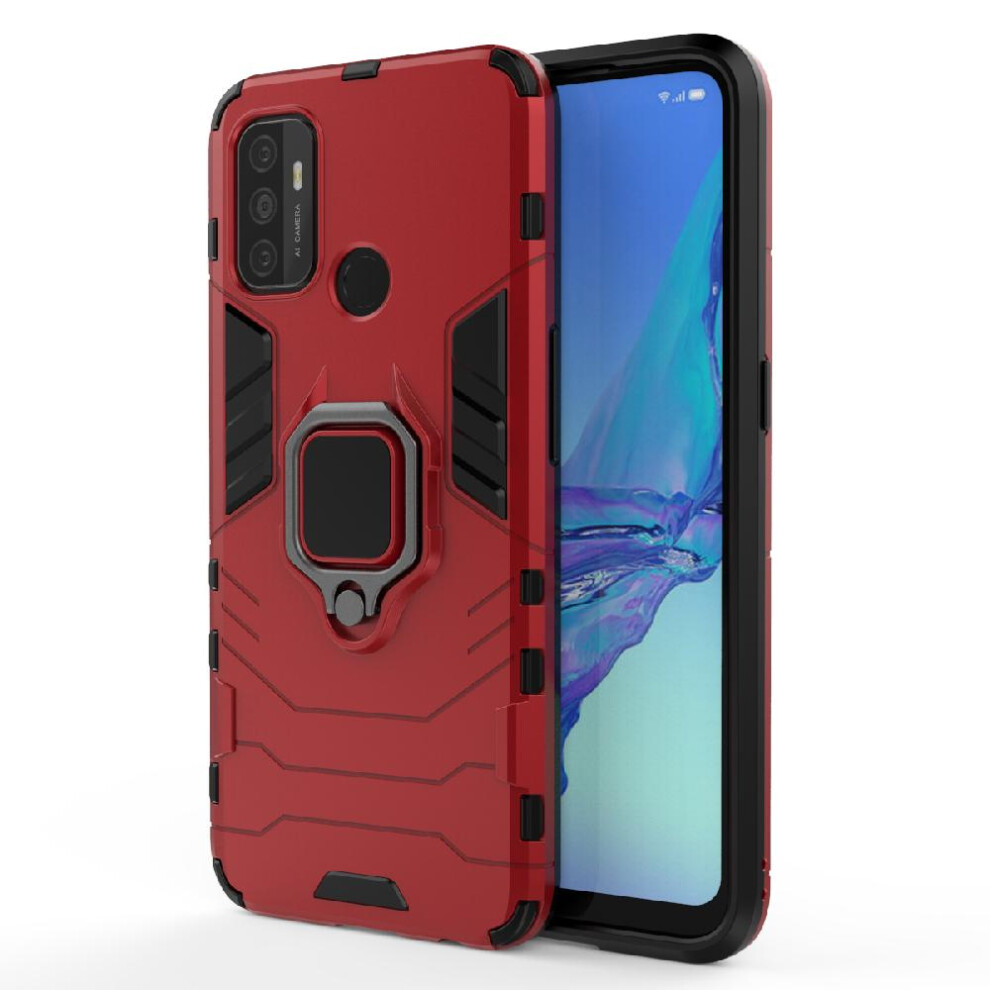 (Red) Case For Oppo A53 4G 360Rotating Ring Kickstand Shockproof Cover Military Drop Protection Red 764762673727