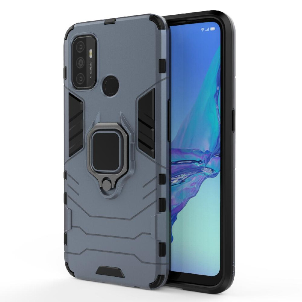 ( ) Case For Oppo A53 4G 360Rotating Ring Kickstand Shockproof Cover Military Drop Protection Gray 764762673734