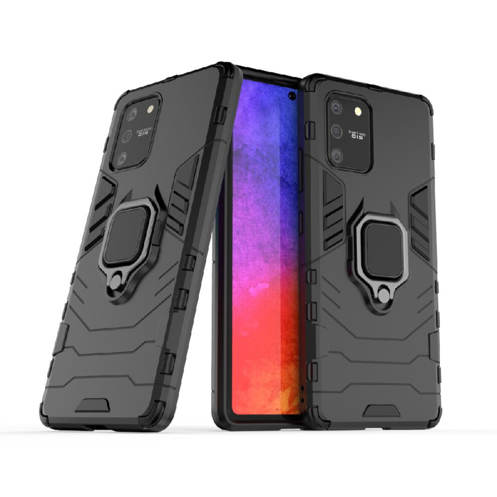 (Black) Case For Samsung Galaxy S10 Lite 360Rotating Ring Kickstand Shockproof Cover Military Drop Protection Black 764762674137