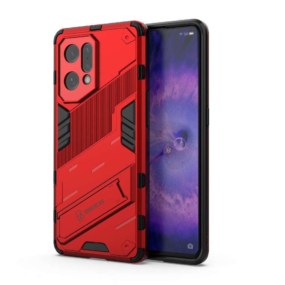 (Red) Case For Oppo Find X5 5G Protective Cover Kickstand Rugged Military Red 764762674458