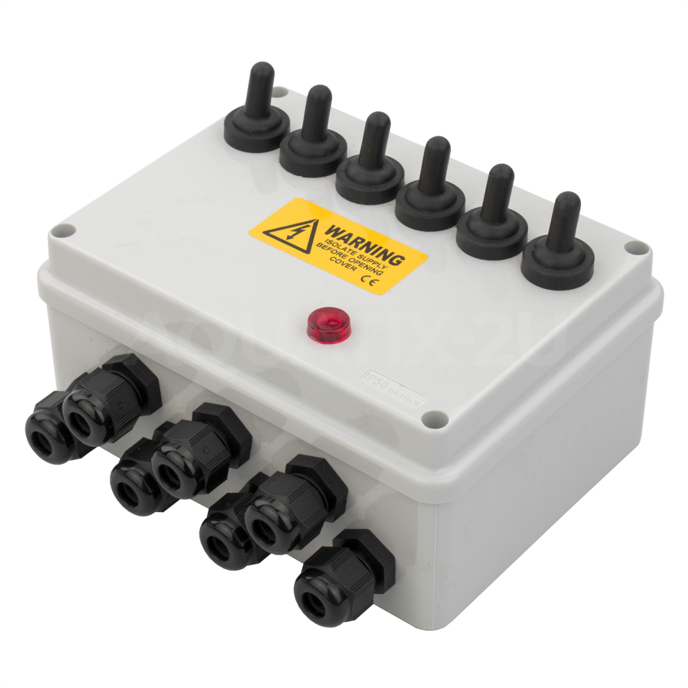 Pisces 6 Way Garden Switch Box With Indicator Light Outdoor Pond Feature Equipment Power Waterproof Weatherproof Electronics Socket Box 5060176694767