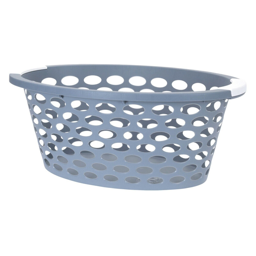 (Blue) Oval Laundry Basket Plastic Large Hipster Washing Clothes Linen Storage Hip