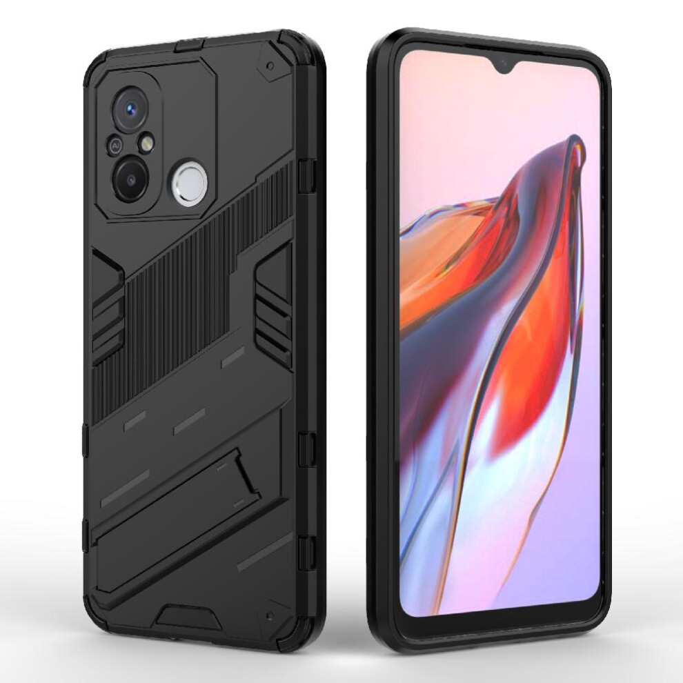 (Black) Case For Xiaomi Redmi 12C Kickstand Protective Cover Rugged Military Black 764762675288