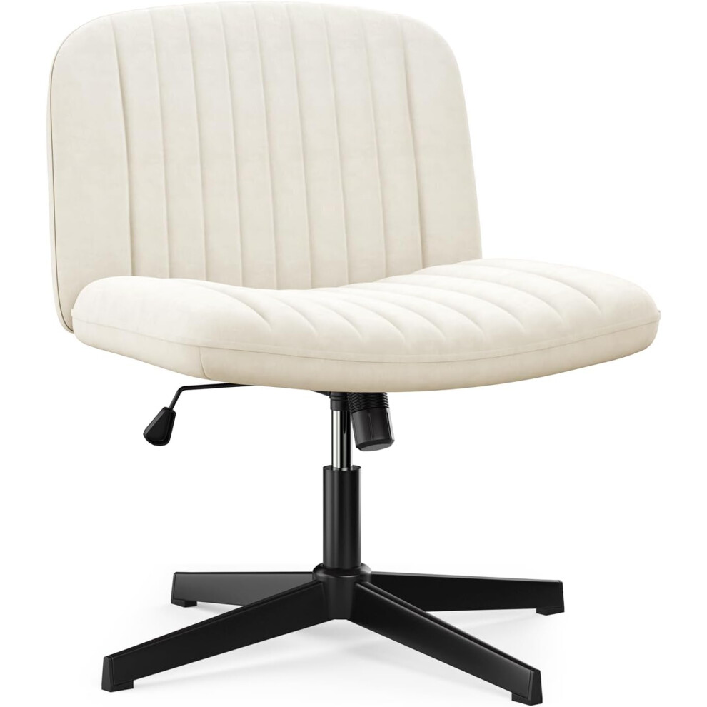 Armless Office Chair, Height Adjustable Wide Seat Swivel Vanity Chair for Home Office