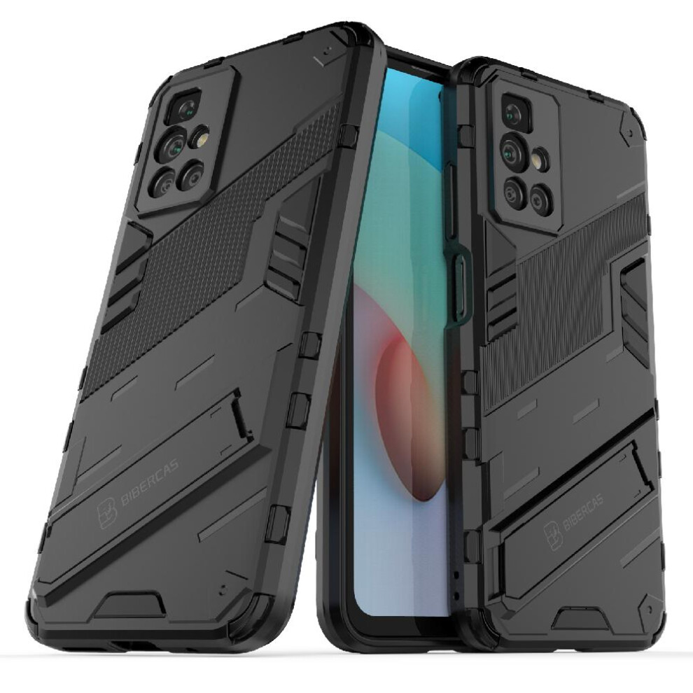 (Black) Case For Xiaomi Redmi 10 4G Kickstand Protective Cover Rugged Military Black 764762676803