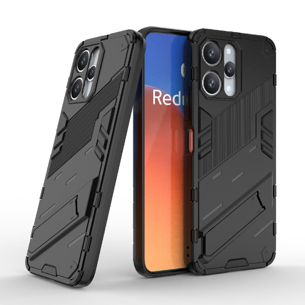 (Black) Case For Xiaomi Redmi 12 4G Protective Cover Rugged Military Kickstand Black 764762677640