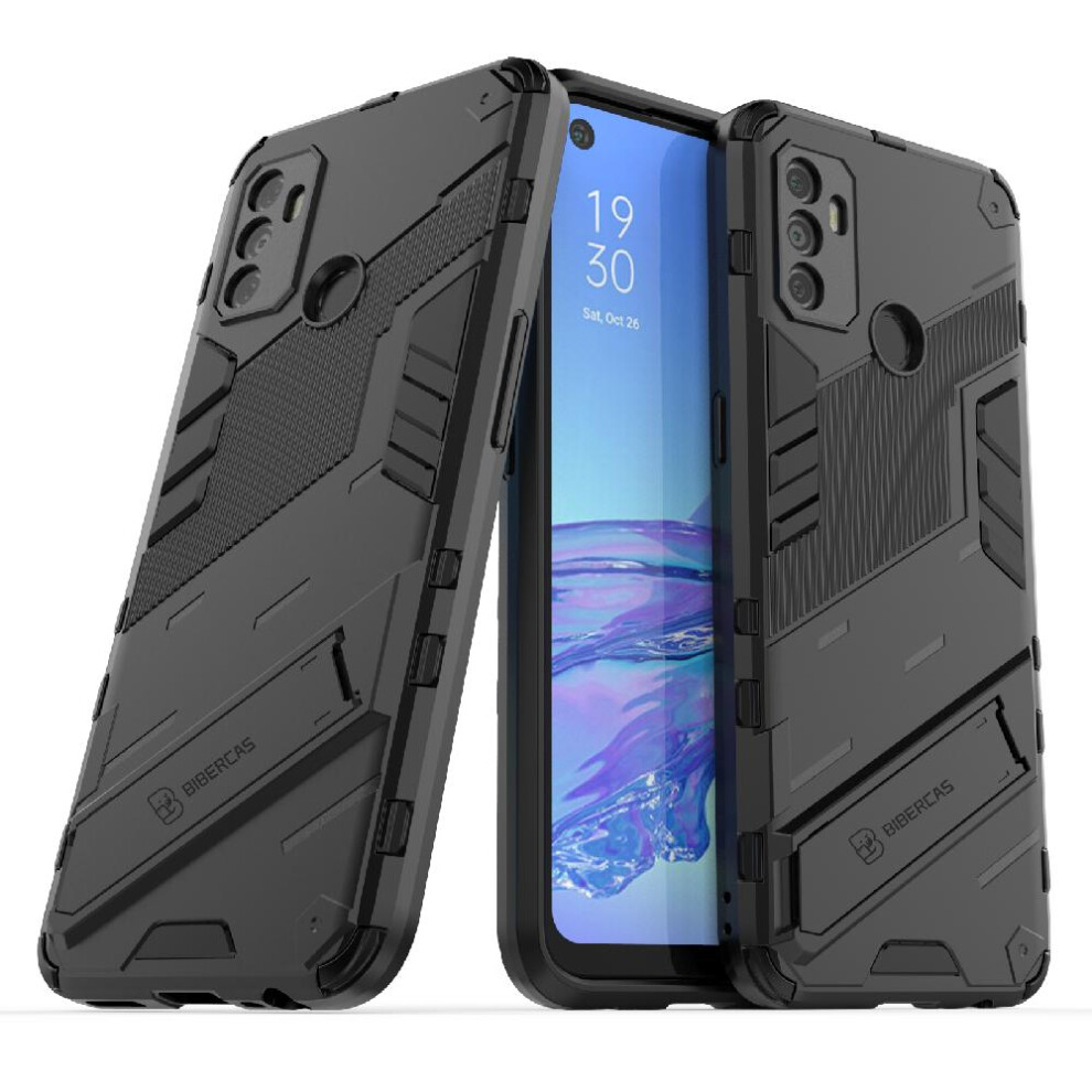 (Black) Case For Oppo A53 4G Rugged Military Protective Cover Kickstand Black 764762678043