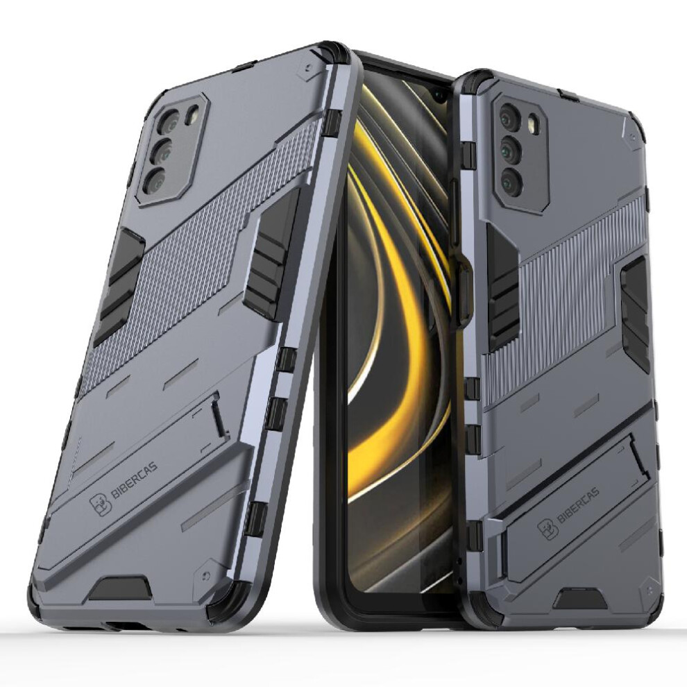 ( ) Case For Xiaomi Poco M3 Rugged Military Kickstand Protective Cover Gray 764762678425