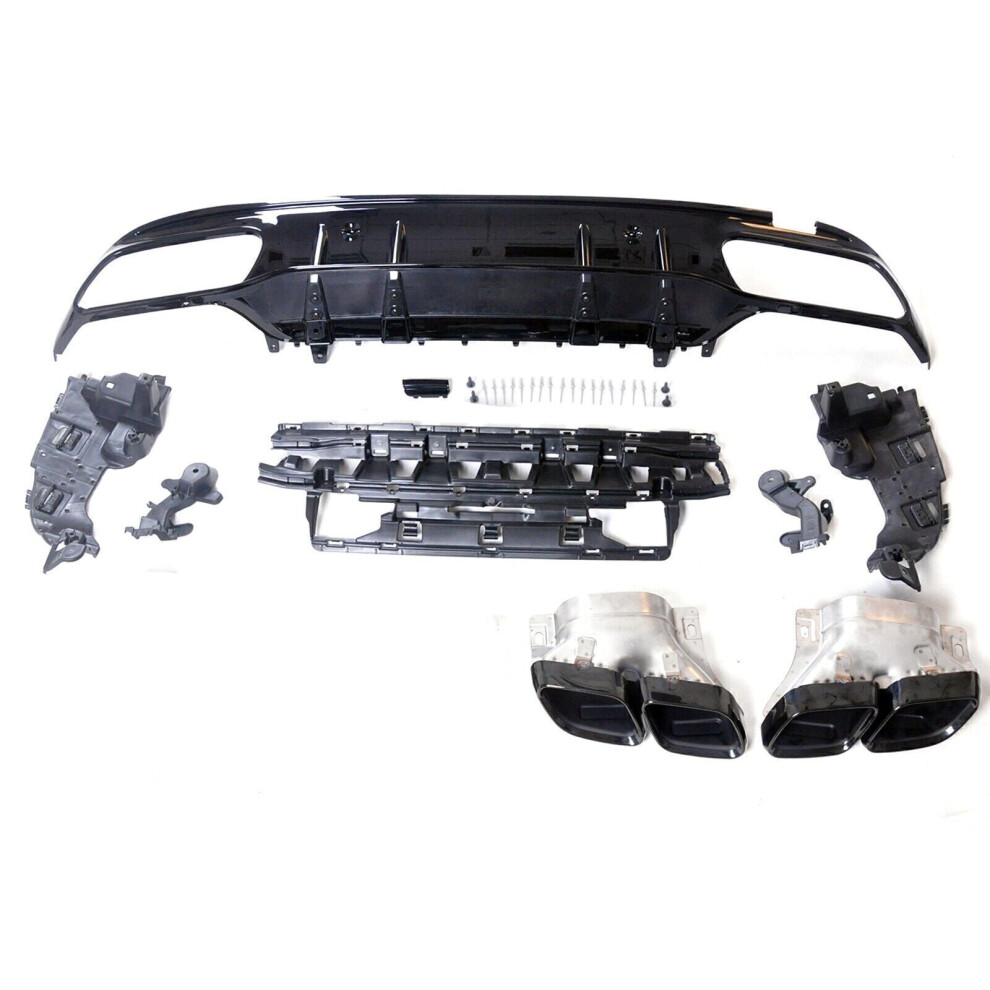 1Set Rear Diffuser Exhaust Tips Body Kit For Benz C Class W205 Sedan 2015-2021 8806564848964