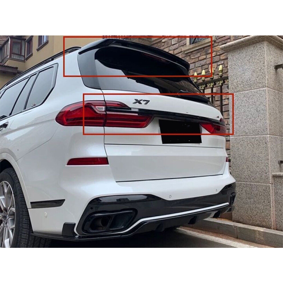 Rear Trunk Spoiler Roof+Middle Wing Lip For Bmw G07 X7 M-Sport 2019-2024 Black 8806564855832