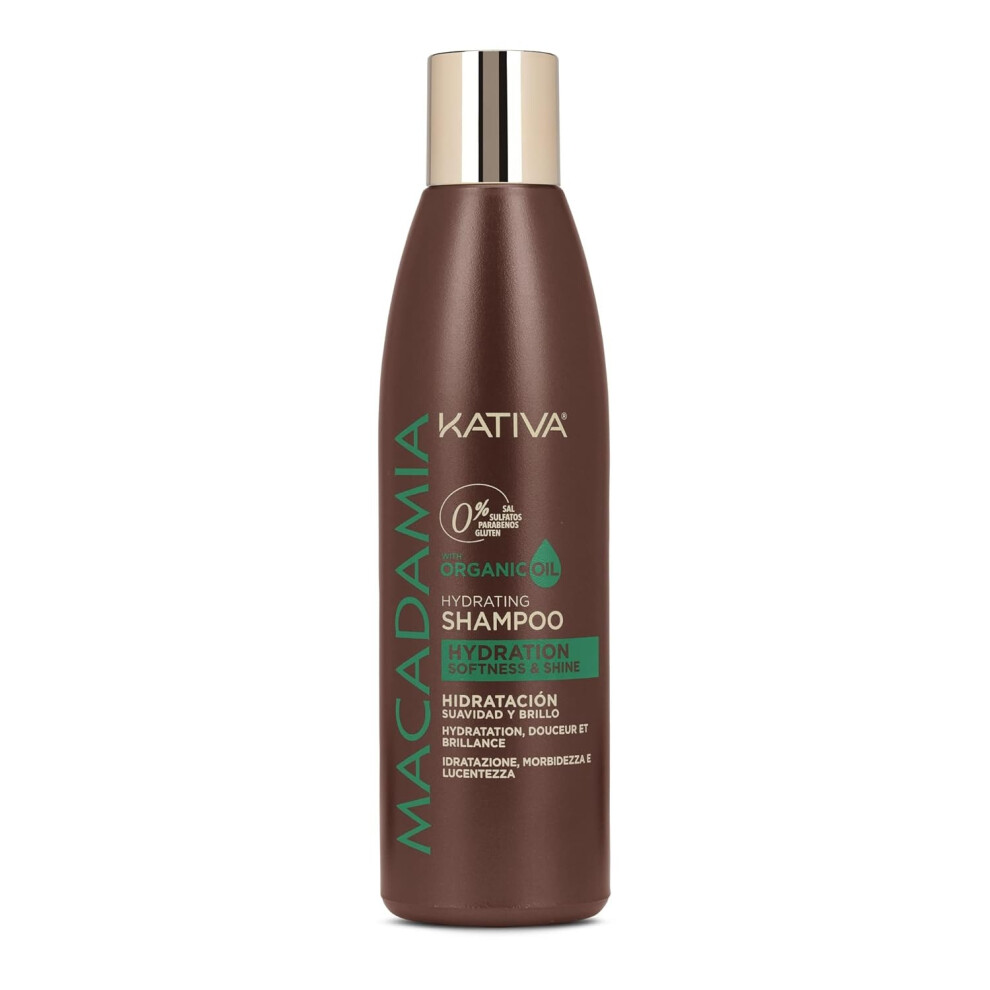 Kativa Hydrating Shampoo Softness & Shine With Organic Oil, Moisturizing Formula - 300ml