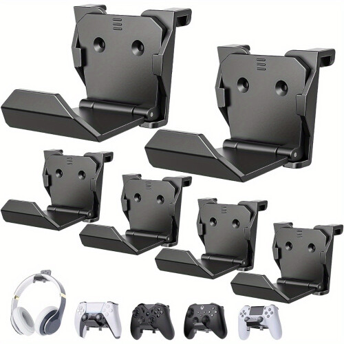 (Black, 1set/6pcs) 6pcs Wall Mounted Game Controller Holder, For PS5/PS4/Xbox/Switch Controller