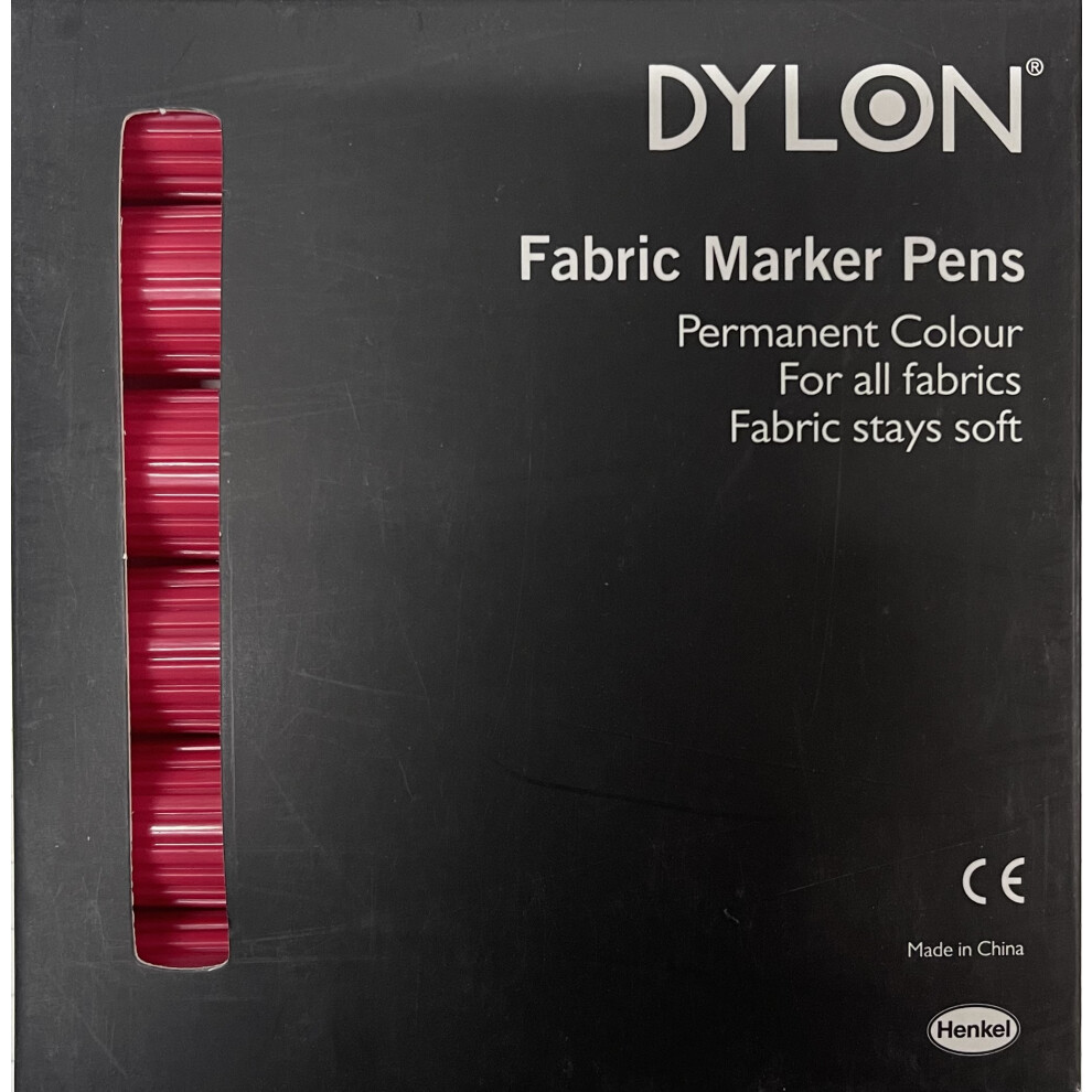 (Red) Pack Of 6 Dylon Fabric Marker Pens