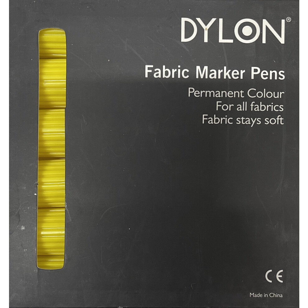 (Yellow) Pack Of 6 Dylon Fabric Marker Pens