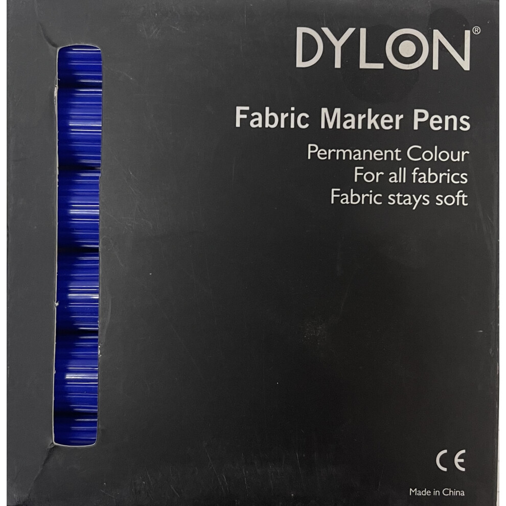 (Blue) Pack Of 6 Dylon Fabric Marker Pens