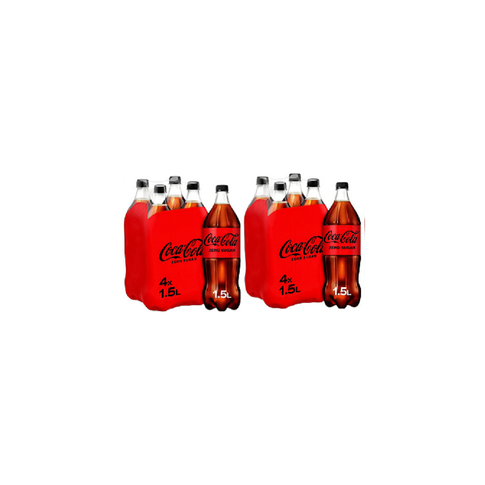 Coca Cola Coke Zero No Sugar Bottled Drink 8 x 1.5 Litre Best Before ...