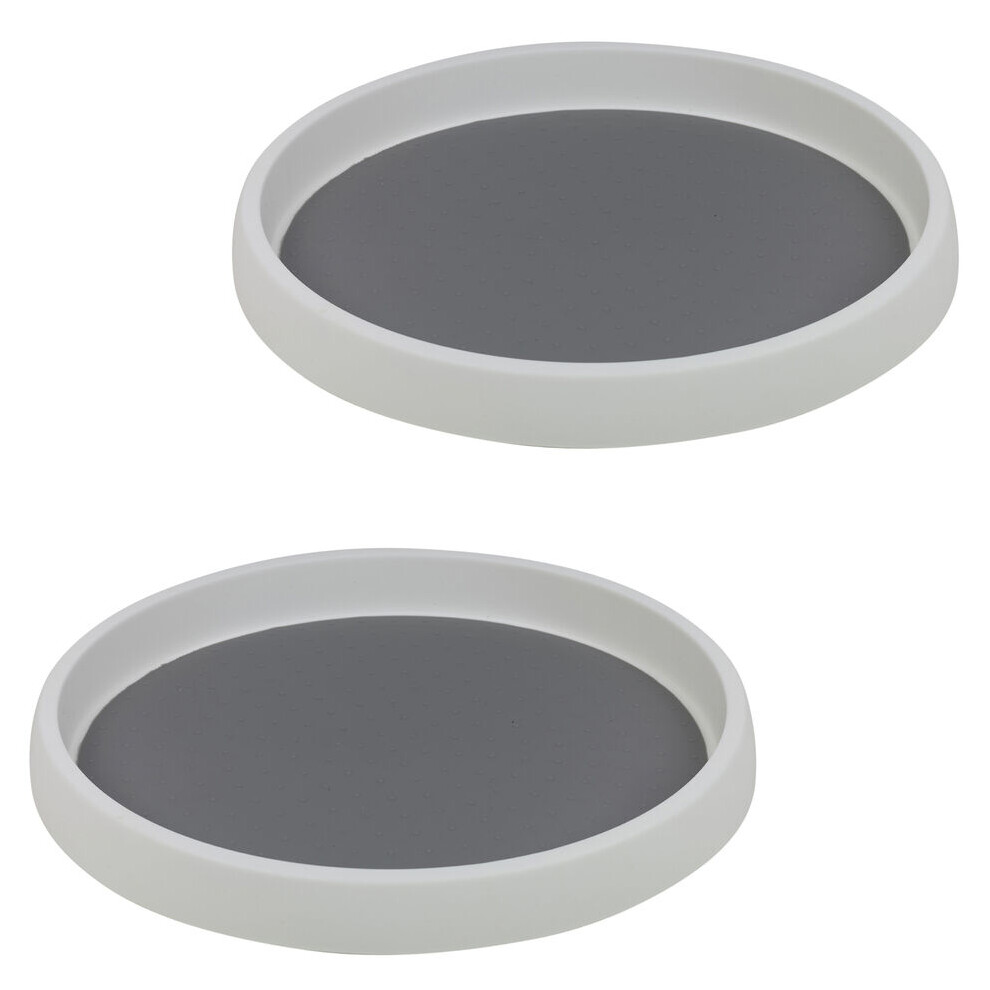 (Set of 2) White Plastic Organiser Tray for Kitchen Storage