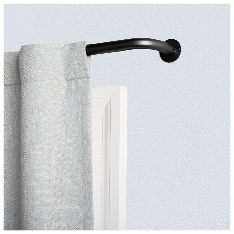 (Blackout Matt Black, 70-120 cm (28" - 48" In)) Metal Curtain Pole & Hold Backs Extendable Curtain Pole 28mm with Curtain Rings Finials Brackets Rod Fittings OR Curtain Holdback Pair