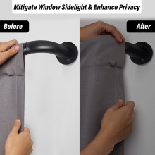 (Blackout Matt Black, 160-300 cm (63" - 118" In)) Metal Curtain Pole & Hold Backs Extendable Curtain Pole 28mm with Curtain Rings Finials Brackets Rod Fittings OR Curtain Holdback Pair