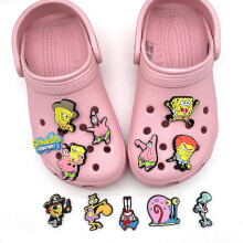 12pcs Cartoon Spongebob Shoe Charms Decoration For Diy Croc Clog Sandals Accessories